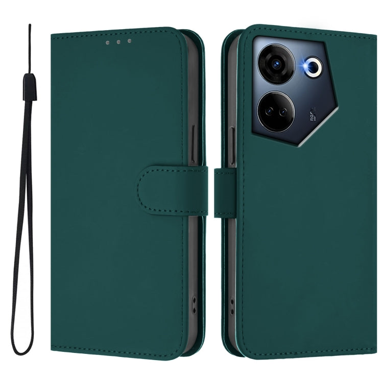 For Tecno Camon 20 Pro 4G Skin Feel Solid Color Leather Phone Case with Lanyard