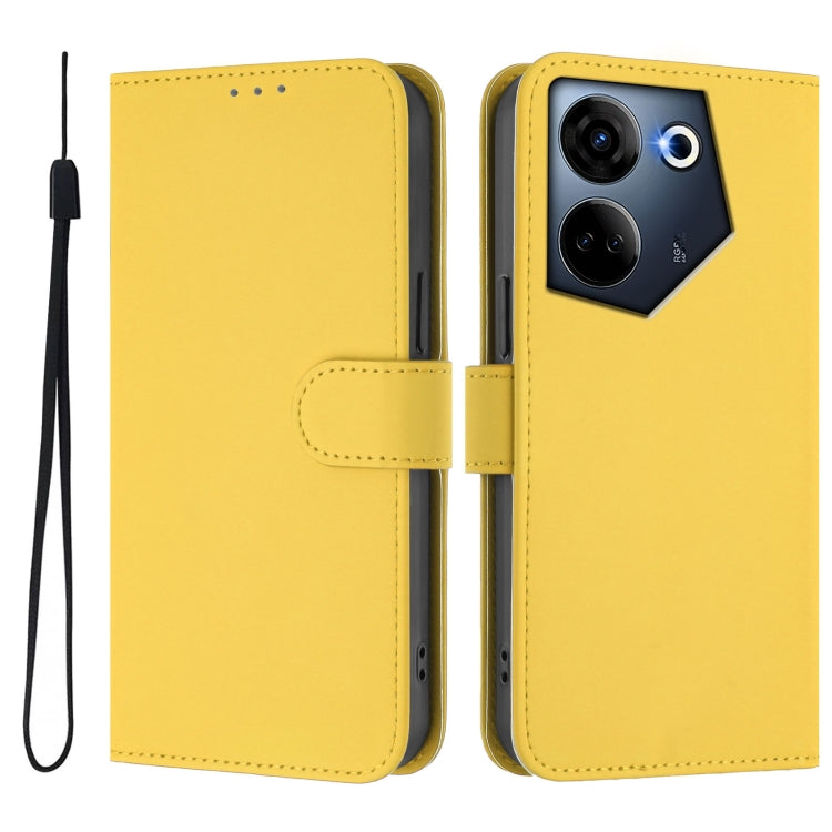 For Tecno Camon 20 Pro 4G Skin Feel Solid Color Leather Phone Case with Lanyard