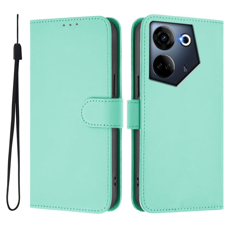 For Tecno Camon 20 Pro 4G Skin Feel Solid Color Leather Phone Case with Lanyard