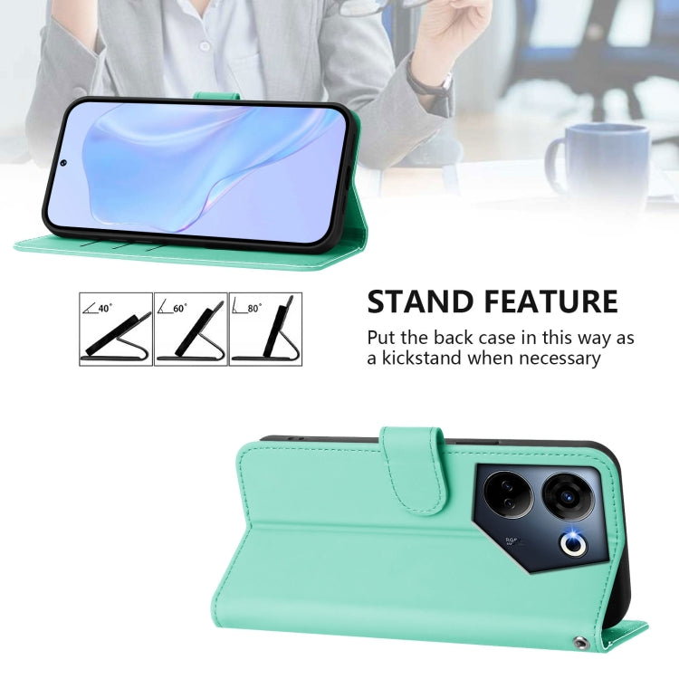 For Tecno Camon 20 Pro 4G Skin Feel Solid Color Leather Phone Case with Lanyard