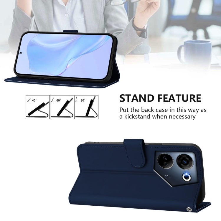 For Tecno Camon 20 Pro 4G Skin Feel Solid Color Leather Phone Case with Lanyard