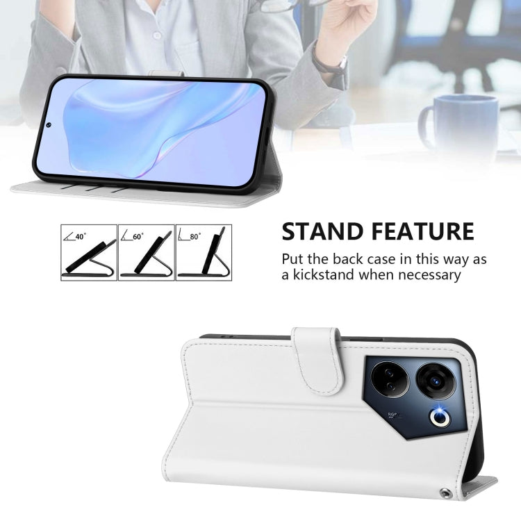 For Tecno Camon 20 Pro 4G Skin Feel Solid Color Leather Phone Case with Lanyard