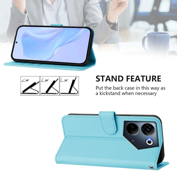 For Tecno Camon 20 Pro 4G Skin Feel Solid Color Leather Phone Case with Lanyard