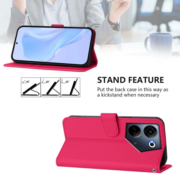 For Tecno Camon 20 Pro 4G Skin Feel Solid Color Leather Phone Case with Lanyard