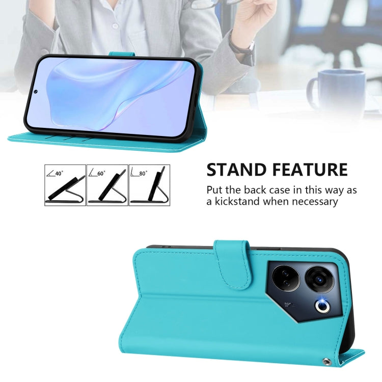 For Tecno Camon 20 Pro 4G Skin Feel Solid Color Leather Phone Case with Lanyard