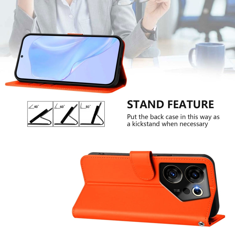 For Tecno Camon 20 Premier 5G Skin Feel Solid Color Leather Phone Case with Lanyard