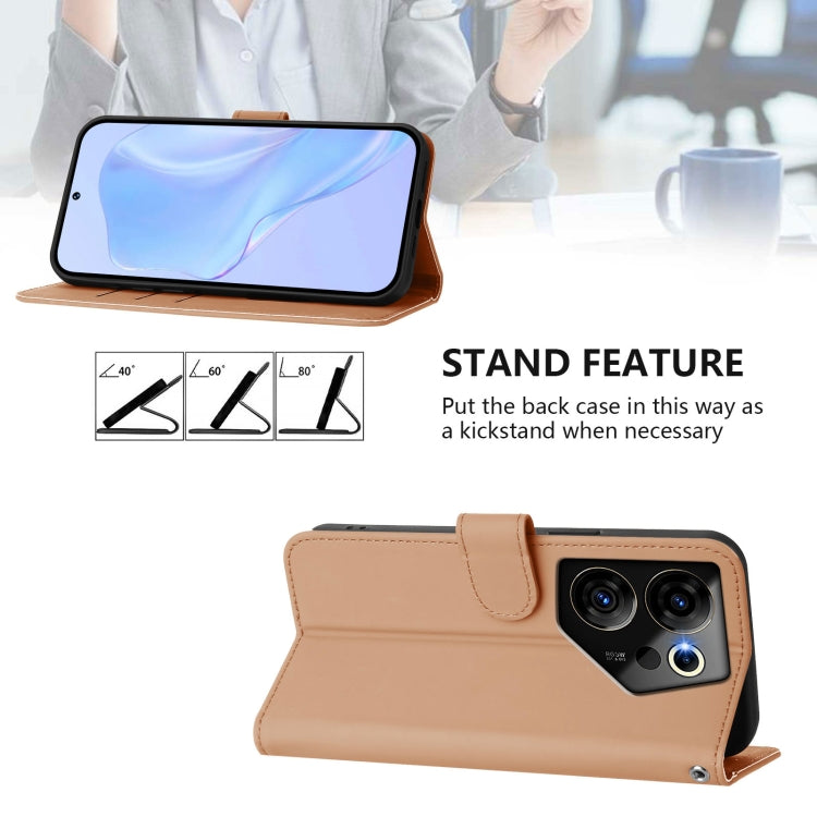 For Tecno Camon 20 Premier 5G Skin Feel Solid Color Leather Phone Case with Lanyard