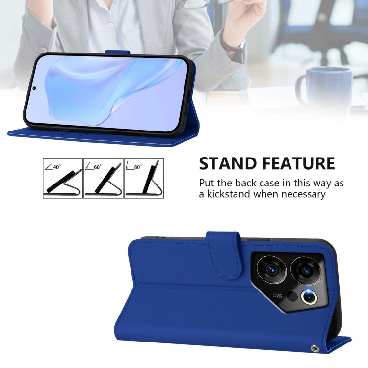 For Tecno Camon 20 Premier 5G Skin Feel Solid Color Leather Phone Case with Lanyard