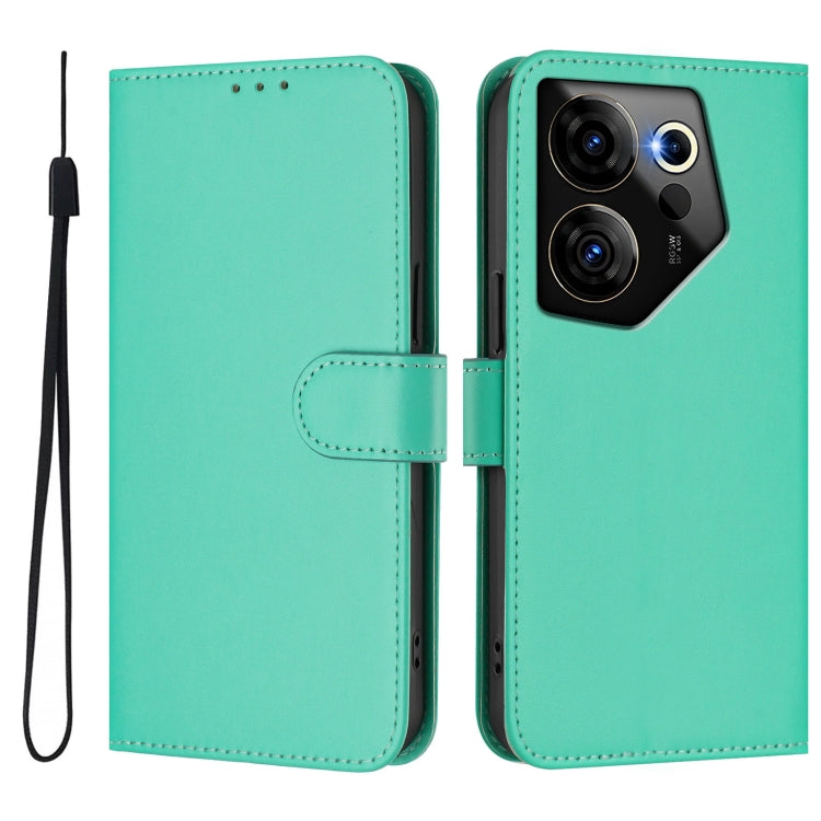 For Tecno Camon 20 Premier 5G Skin Feel Solid Color Leather Phone Case with Lanyard