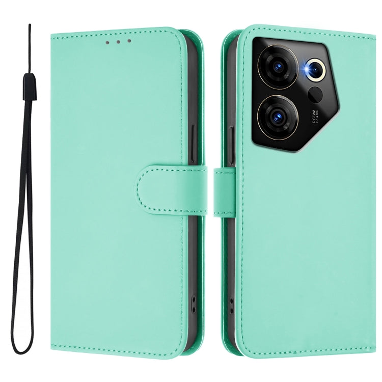 For Tecno Camon 20 Premier 5G Skin Feel Solid Color Leather Phone Case with Lanyard