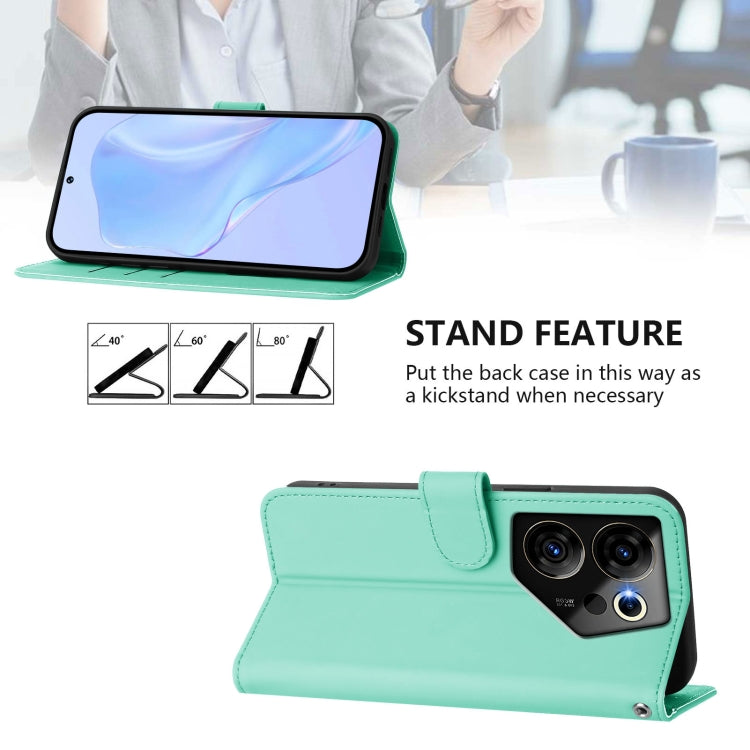 For Tecno Camon 20 Premier 5G Skin Feel Solid Color Leather Phone Case with Lanyard