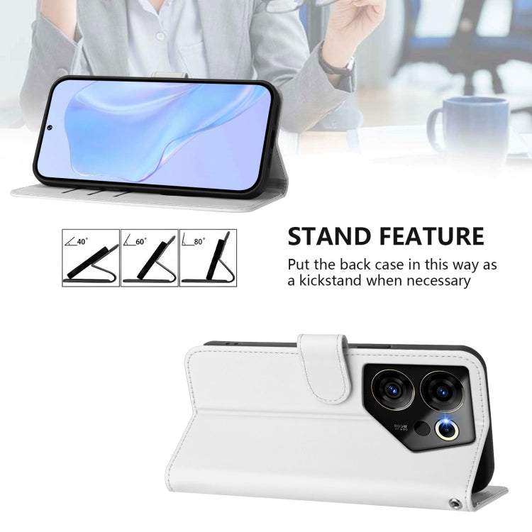 For Tecno Camon 20 Premier 5G Skin Feel Solid Color Leather Phone Case with Lanyard