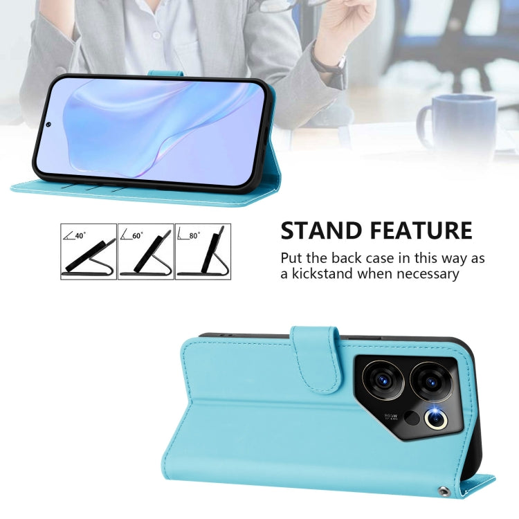 For Tecno Camon 20 Premier 5G Skin Feel Solid Color Leather Phone Case with Lanyard