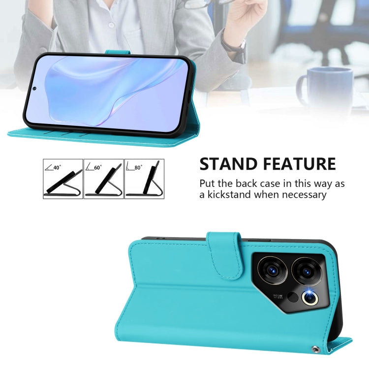 For Tecno Camon 20 Premier 5G Skin Feel Solid Color Leather Phone Case with Lanyard