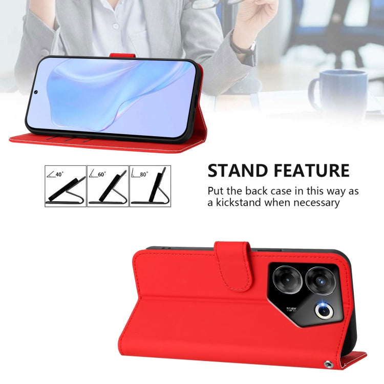 For Tecno Camon 20 Pro 5G Skin Feel Solid Color Leather Phone Case with Lanyard