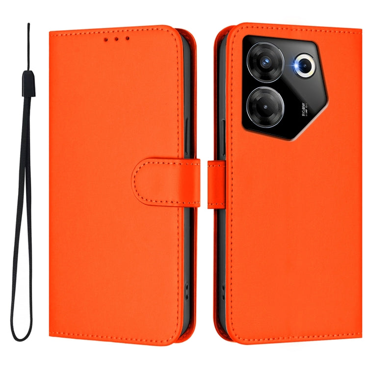 For Tecno Camon 20 Pro 5G Skin Feel Solid Color Leather Phone Case with Lanyard