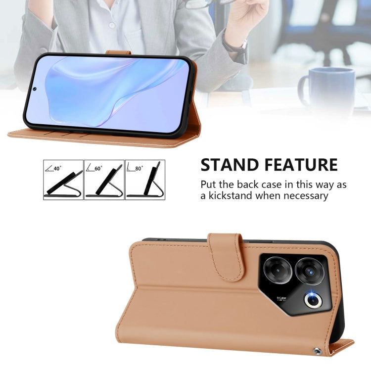 For Tecno Camon 20 Pro 5G Skin Feel Solid Color Leather Phone Case with Lanyard