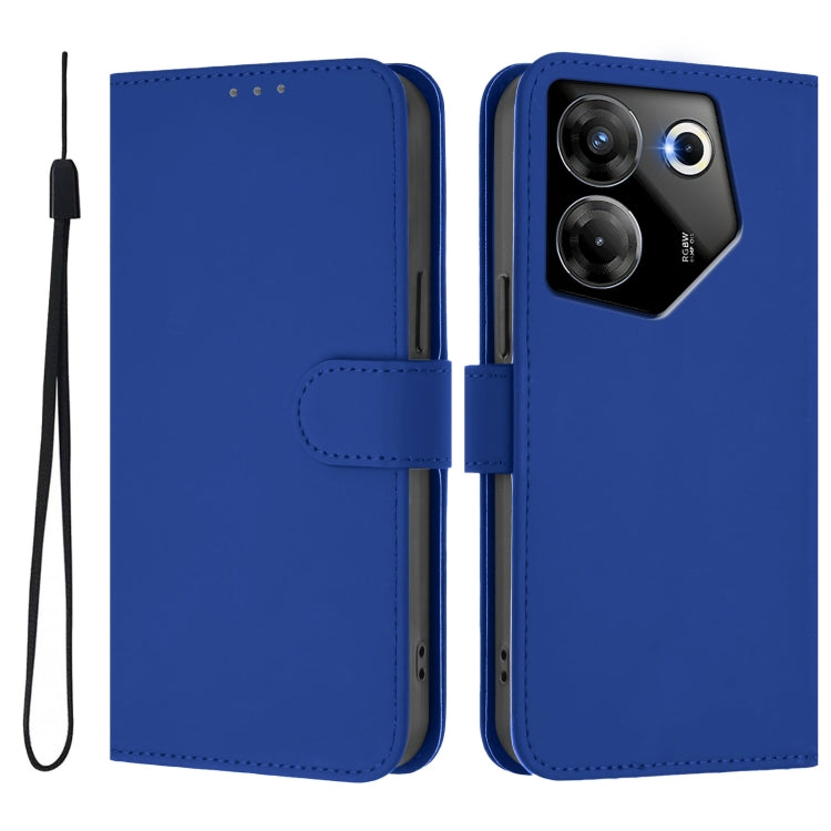 For Tecno Camon 20 Pro 5G Skin Feel Solid Color Leather Phone Case with Lanyard