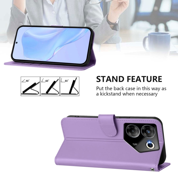 For Tecno Camon 20 Pro 5G Skin Feel Solid Color Leather Phone Case with Lanyard