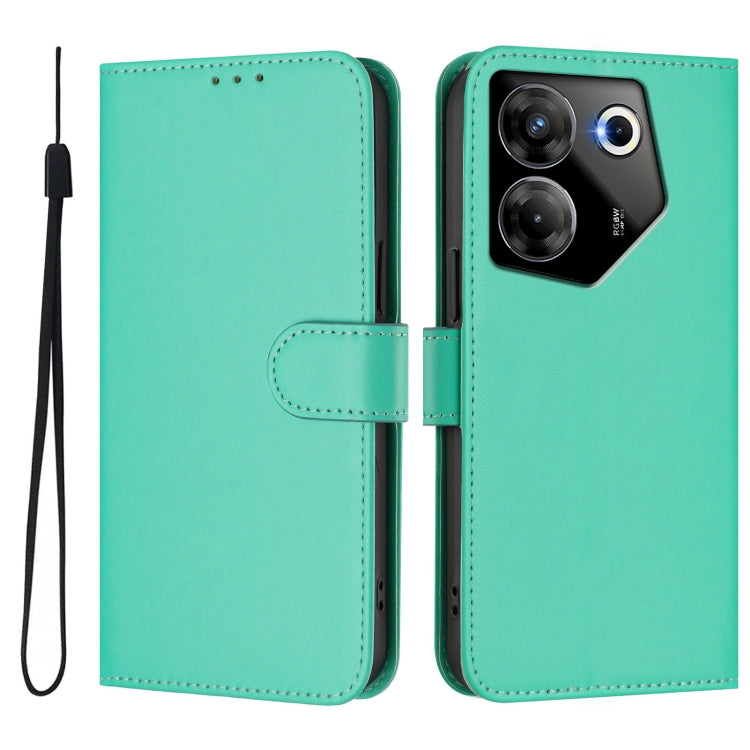 For Tecno Camon 20 Pro 5G Skin Feel Solid Color Leather Phone Case with Lanyard
