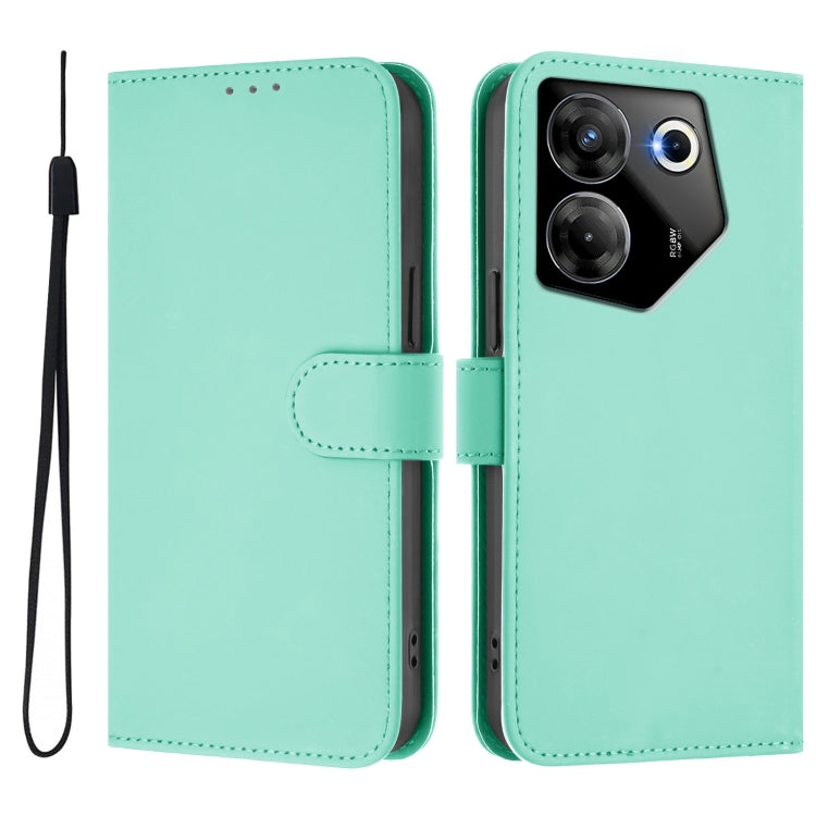 For Tecno Camon 20 Pro 5G Skin Feel Solid Color Leather Phone Case with Lanyard