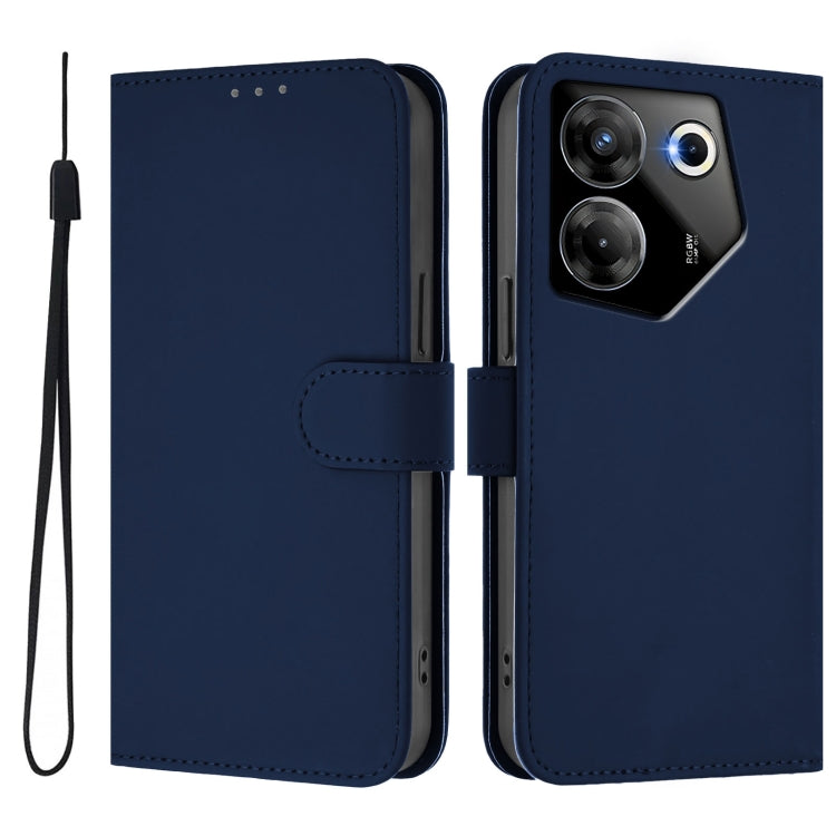 For Tecno Camon 20 Pro 5G Skin Feel Solid Color Leather Phone Case with Lanyard