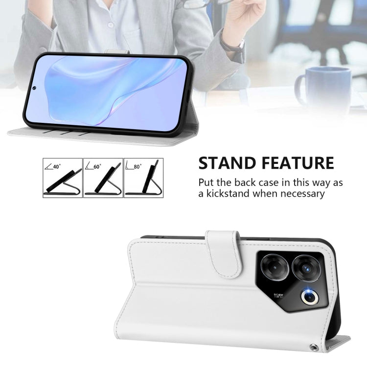 For Tecno Camon 20 Pro 5G Skin Feel Solid Color Leather Phone Case with Lanyard