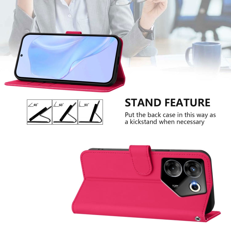 For Tecno Camon 20 Pro 5G Skin Feel Solid Color Leather Phone Case with Lanyard