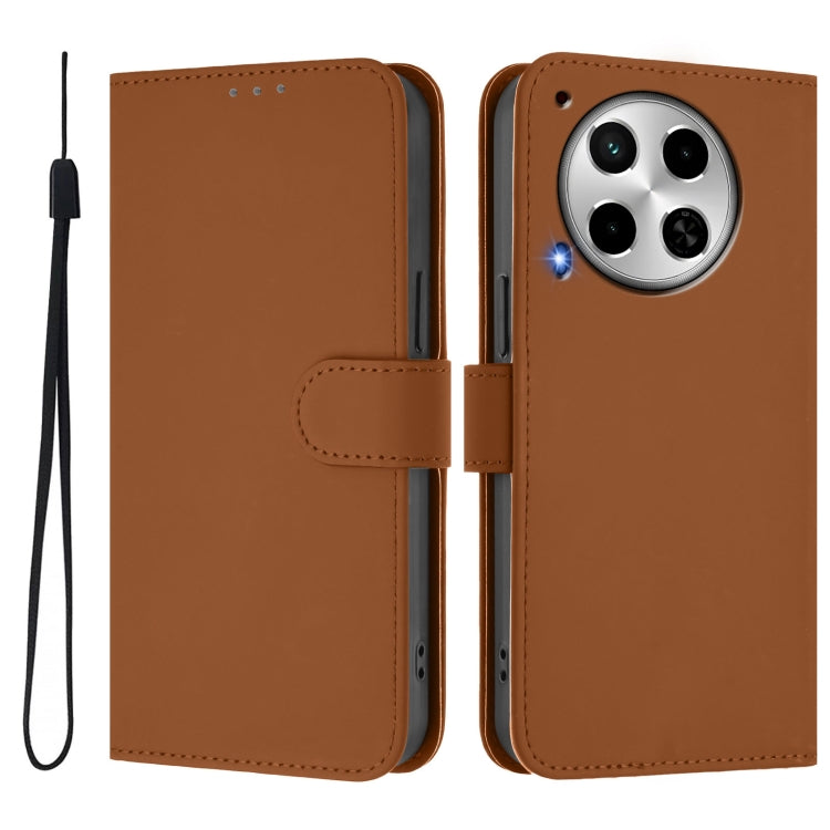For Tecno Camon 30 4G / 5G Skin Feel Solid Color Leather Phone Case with Lanyard