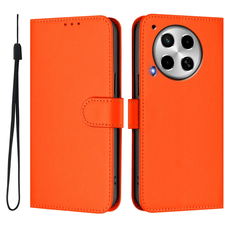 For Tecno Camon 30 4G / 5G Skin Feel Solid Color Leather Phone Case with Lanyard