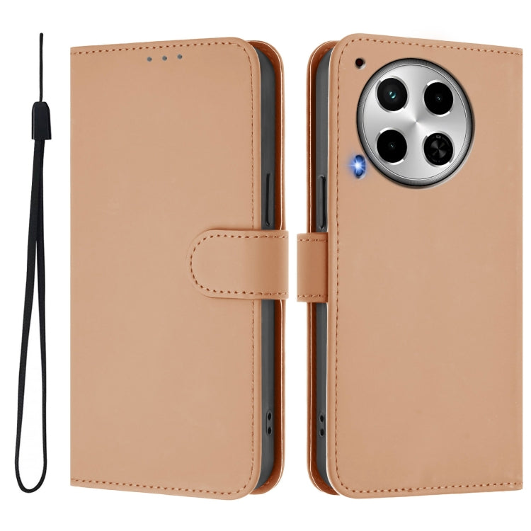 For Tecno Camon 30 4G / 5G Skin Feel Solid Color Leather Phone Case with Lanyard