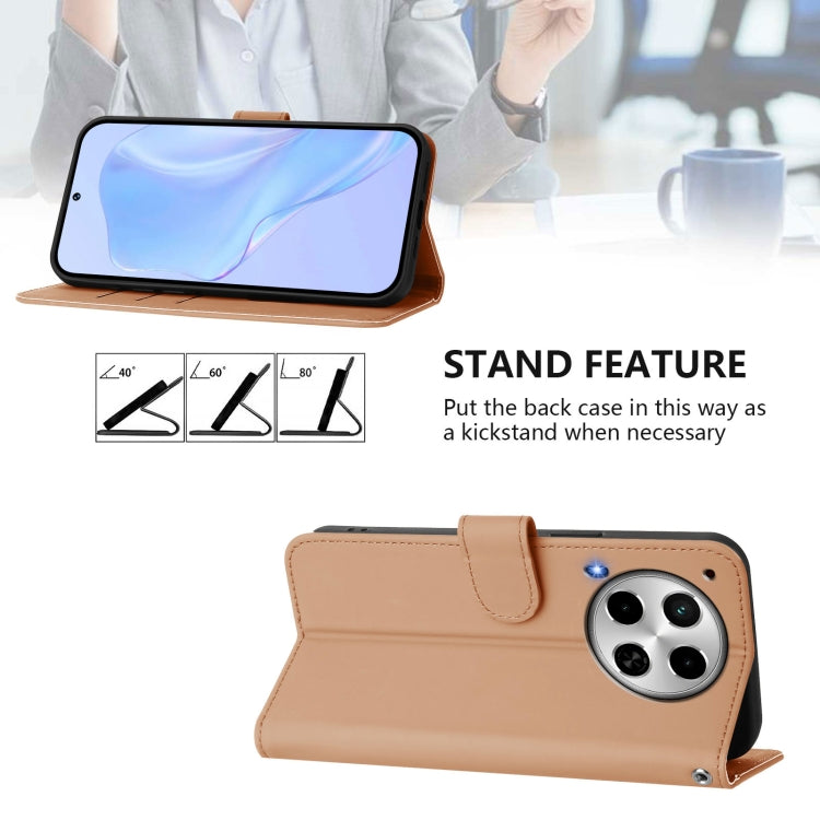 For Tecno Camon 30 4G / 5G Skin Feel Solid Color Leather Phone Case with Lanyard