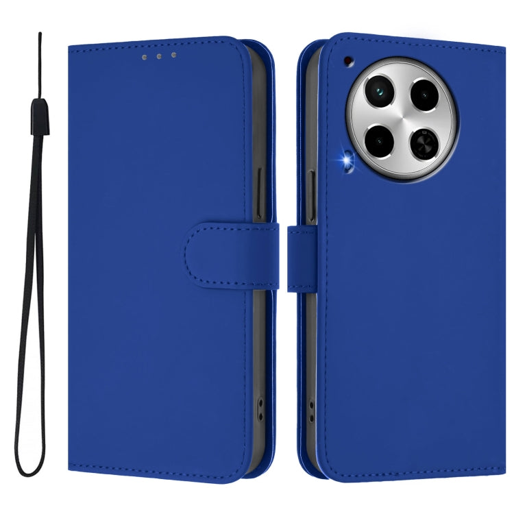 For Tecno Camon 30 4G / 5G Skin Feel Solid Color Leather Phone Case with Lanyard