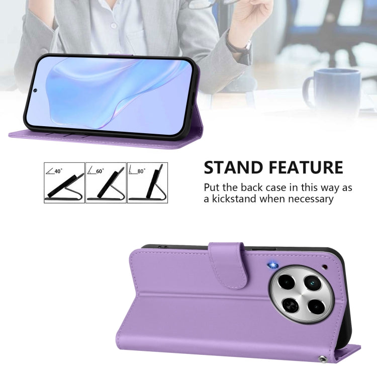 For Tecno Camon 30 4G / 5G Skin Feel Solid Color Leather Phone Case with Lanyard
