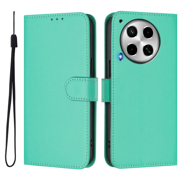 For Tecno Camon 30 4G / 5G Skin Feel Solid Color Leather Phone Case with Lanyard