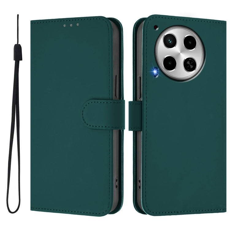 For Tecno Camon 30 4G / 5G Skin Feel Solid Color Leather Phone Case with Lanyard