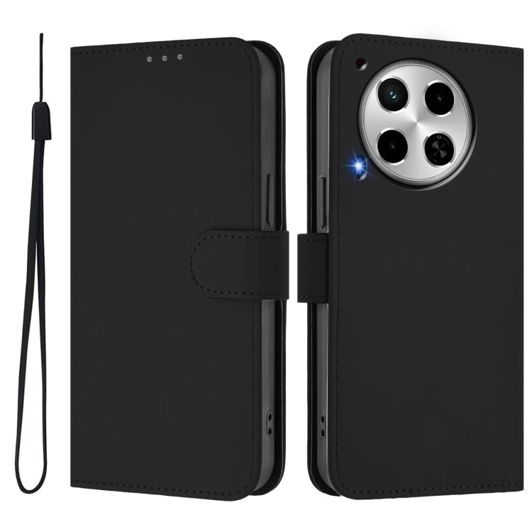 For Tecno Camon 30 4G / 5G Skin Feel Solid Color Leather Phone Case with Lanyard