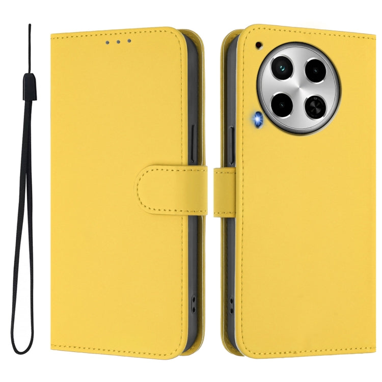 For Tecno Camon 30 4G / 5G Skin Feel Solid Color Leather Phone Case with Lanyard
