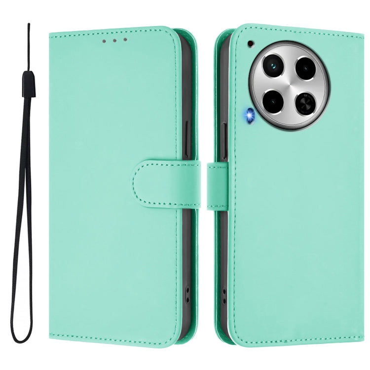 For Tecno Camon 30 4G / 5G Skin Feel Solid Color Leather Phone Case with Lanyard