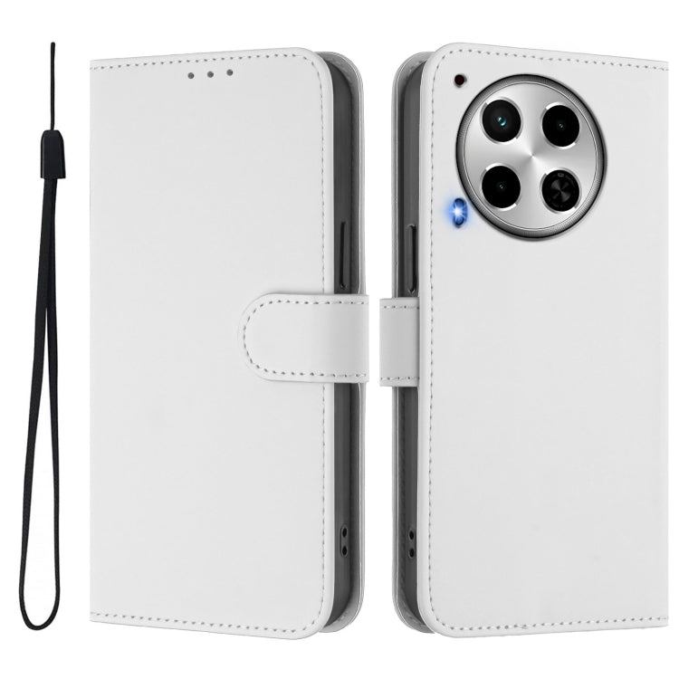 For Tecno Camon 30 4G / 5G Skin Feel Solid Color Leather Phone Case with Lanyard