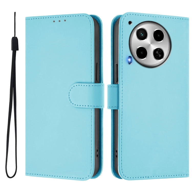 For Tecno Camon 30 4G / 5G Skin Feel Solid Color Leather Phone Case with Lanyard