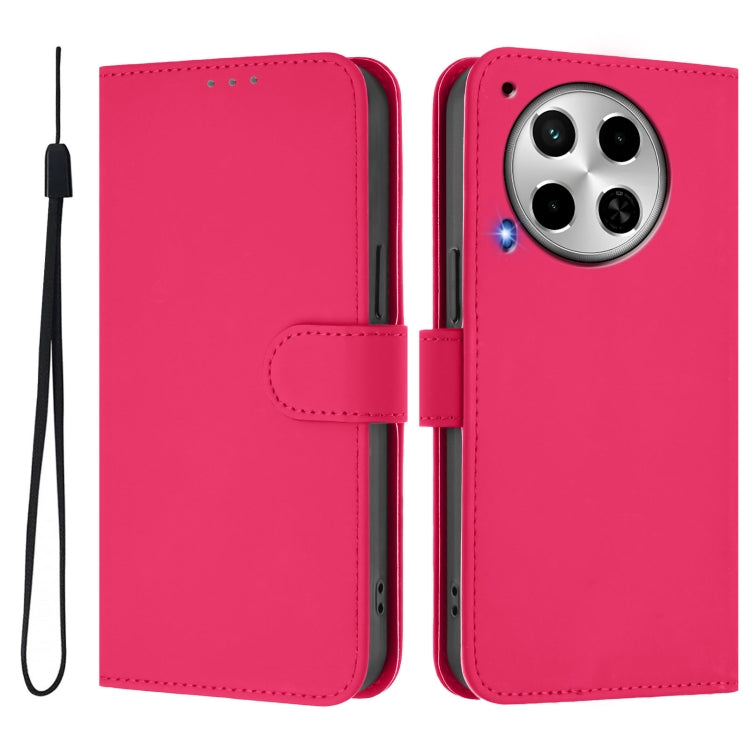 For Tecno Camon 30 4G / 5G Skin Feel Solid Color Leather Phone Case with Lanyard