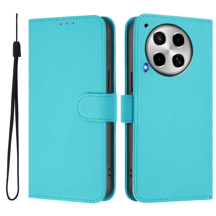 For Tecno Camon 30 4G / 5G Skin Feel Solid Color Leather Phone Case with Lanyard