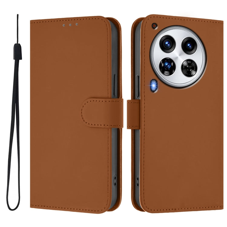 For Tecno Camon 30 Premier 5G Skin Feel Solid Color Leather Phone Case with Lanyard