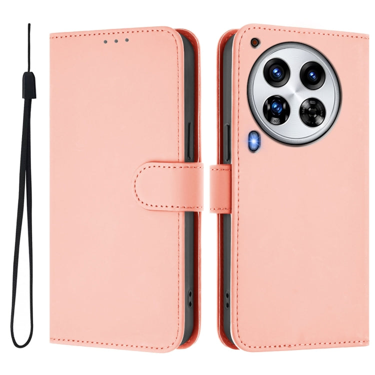 For Tecno Camon 30 Premier 5G Skin Feel Solid Color Leather Phone Case with Lanyard