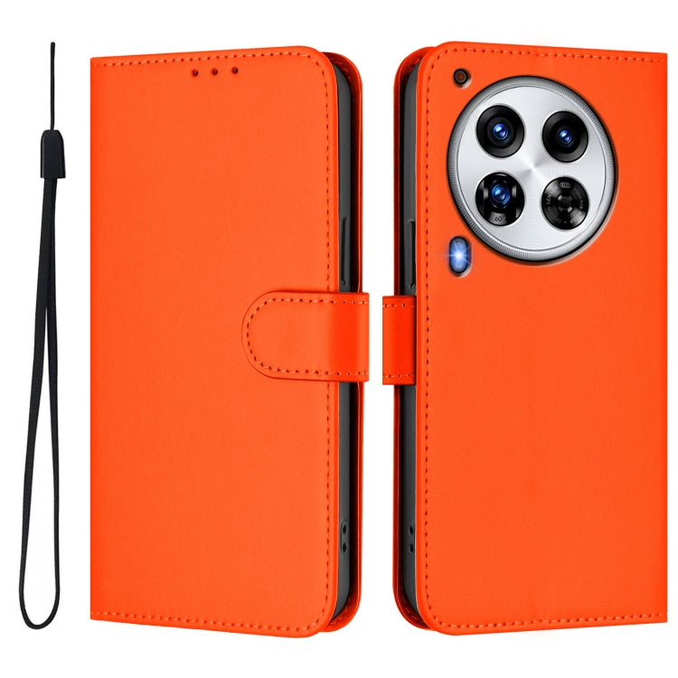 For Tecno Camon 30 Premier 5G Skin Feel Solid Color Leather Phone Case with Lanyard