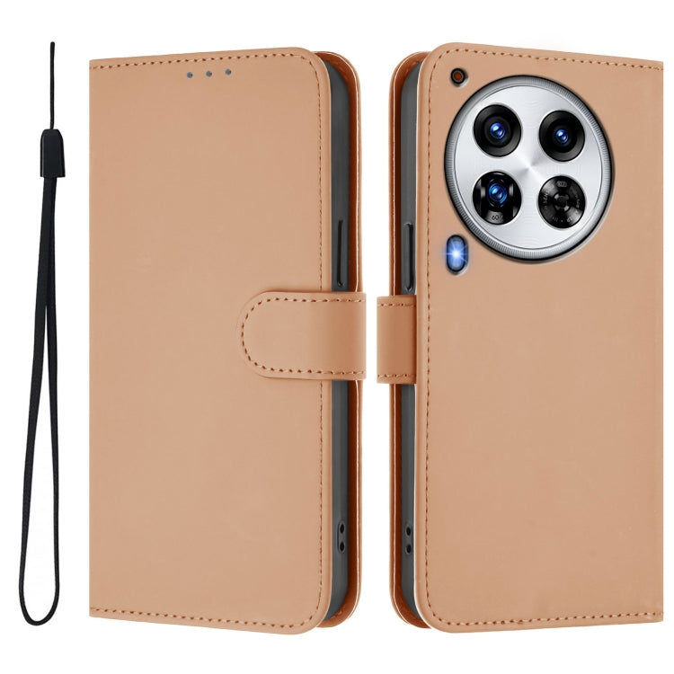 For Tecno Camon 30 Premier 5G Skin Feel Solid Color Leather Phone Case with Lanyard