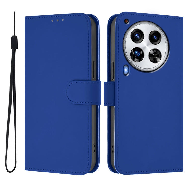 For Tecno Camon 30 Premier 5G Skin Feel Solid Color Leather Phone Case with Lanyard