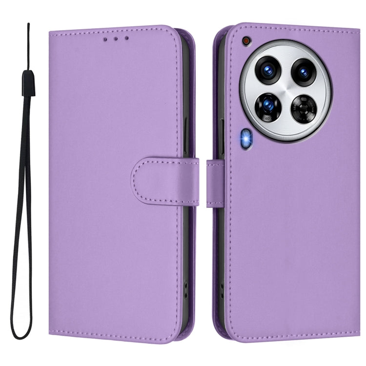 For Tecno Camon 30 Premier 5G Skin Feel Solid Color Leather Phone Case with Lanyard