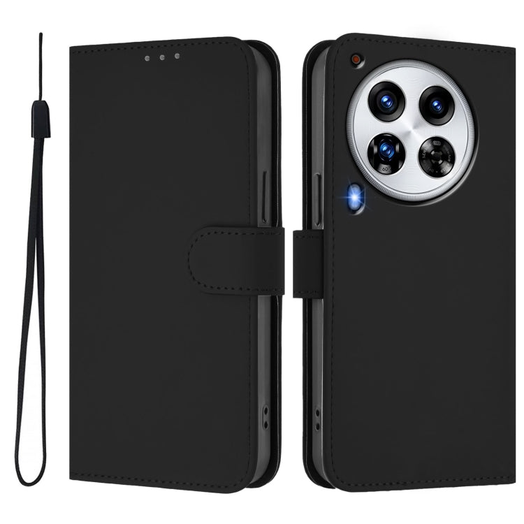 For Tecno Camon 30 Premier 5G Skin Feel Solid Color Leather Phone Case with Lanyard